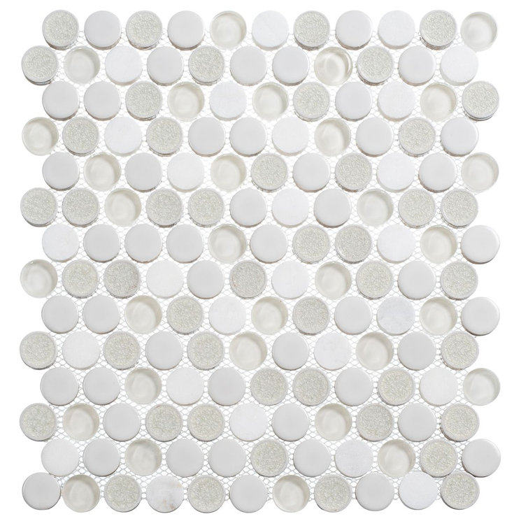 Polka Gray Penny Round Mosaic Ceramic Tile Sheet