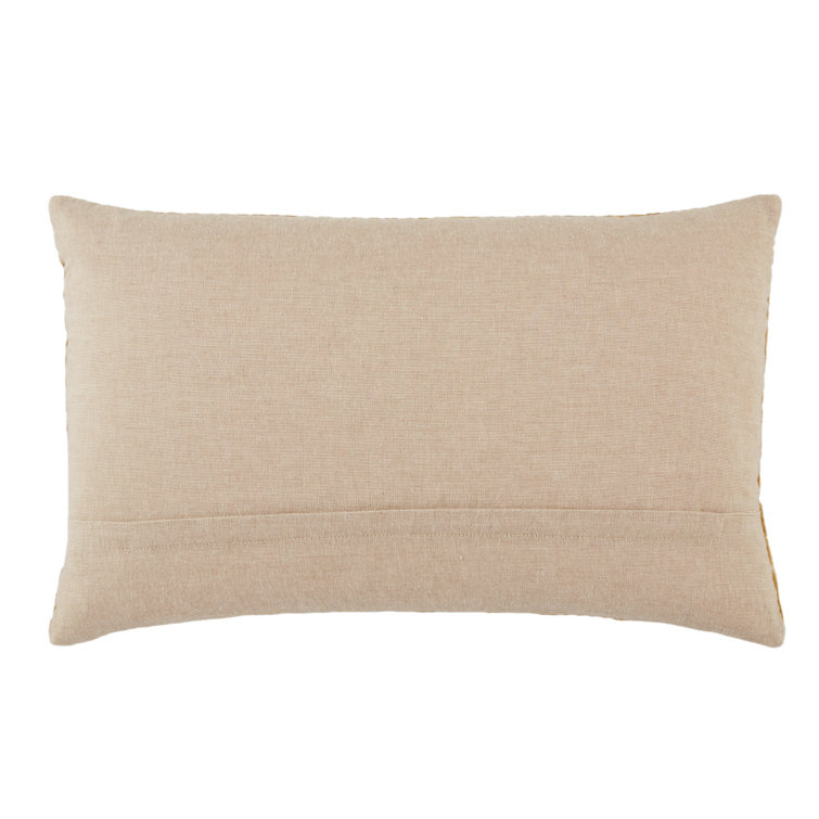 Ryans Mustard Yellow Embroidered Cotton Lumbar Throw Pillow