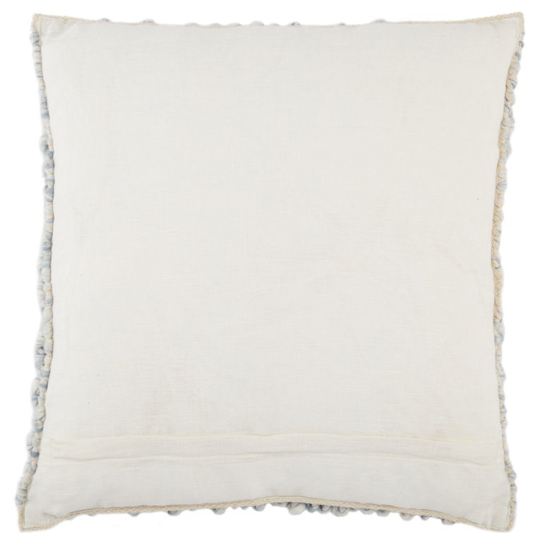Turtledove and Stone Blue Embroidered Wool Blend Throw Pillow