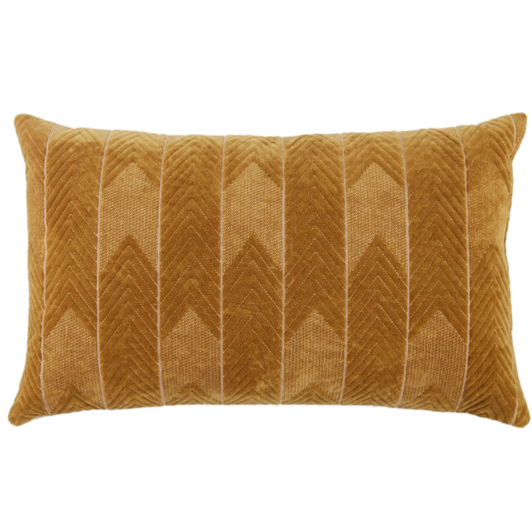 Floretta Modern Chevron Cotton Lumbar Pillow in Beige