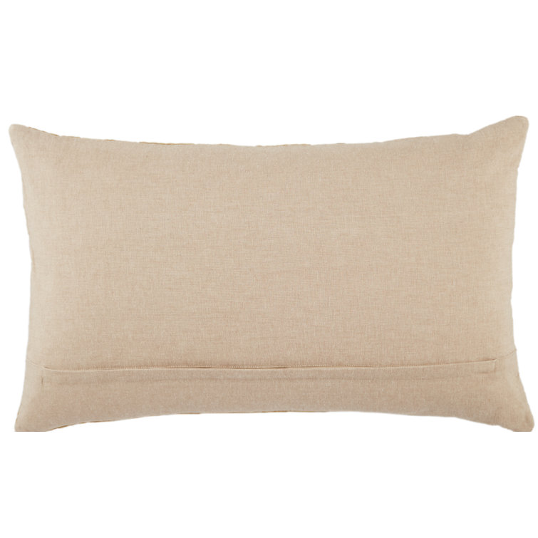 Floretta Modern Chevron Cotton Lumbar Pillow in Beige