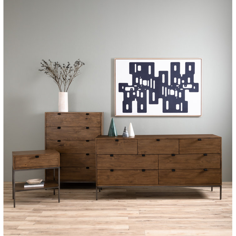 Auburn Poplar Mid-Century 70'' Dresser with Dovetail Drawer