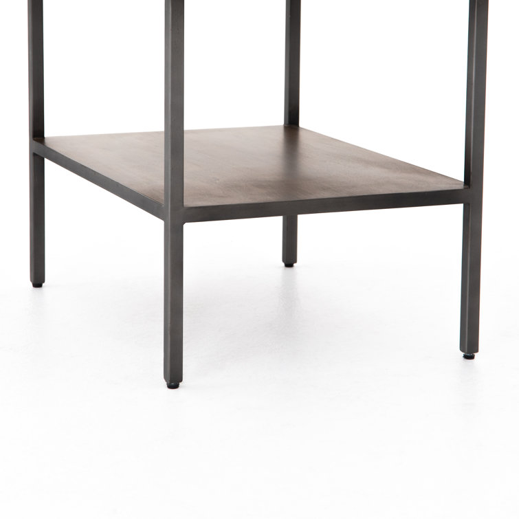 Auburn Poplar 24" Contemporary Brown Nightstand with Leather Pull