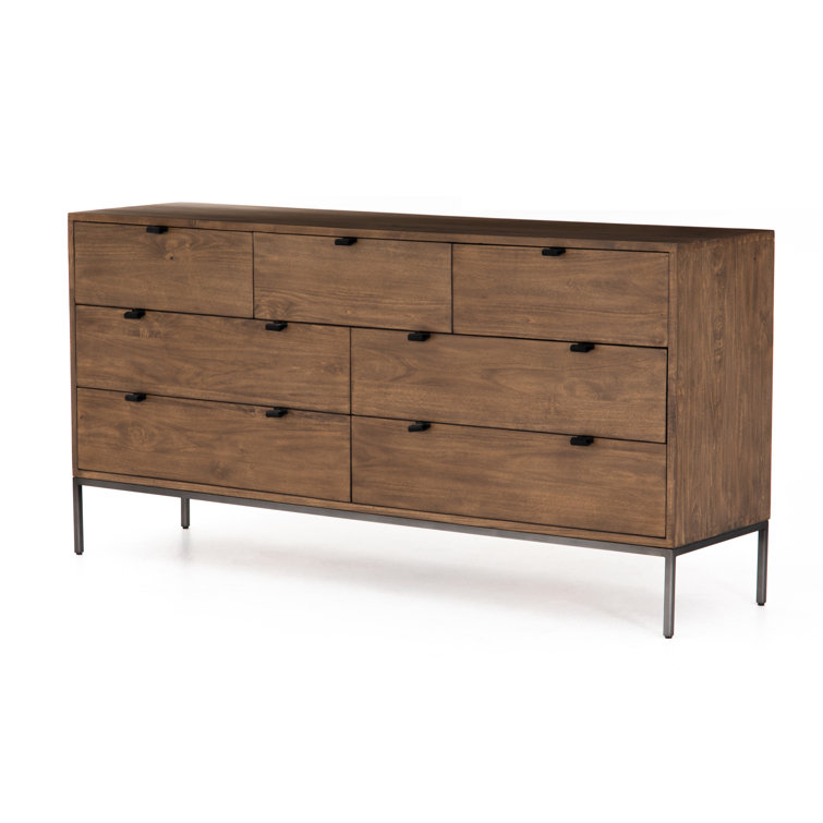 Auburn Poplar Mid-Century 70'' Dresser with Dovetail Drawer
