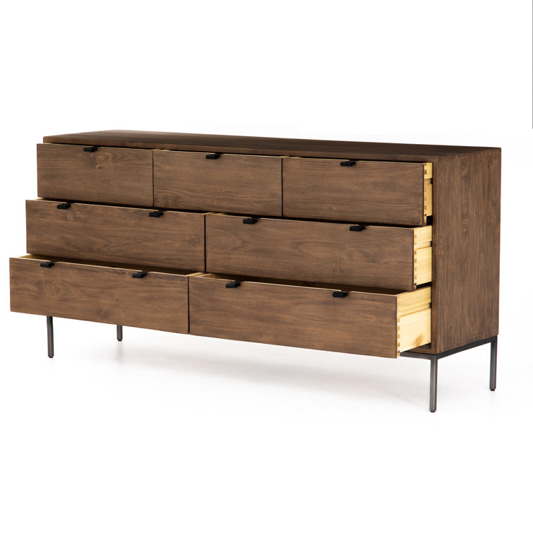 Auburn Poplar Mid-Century 70'' Dresser with Dovetail Drawer