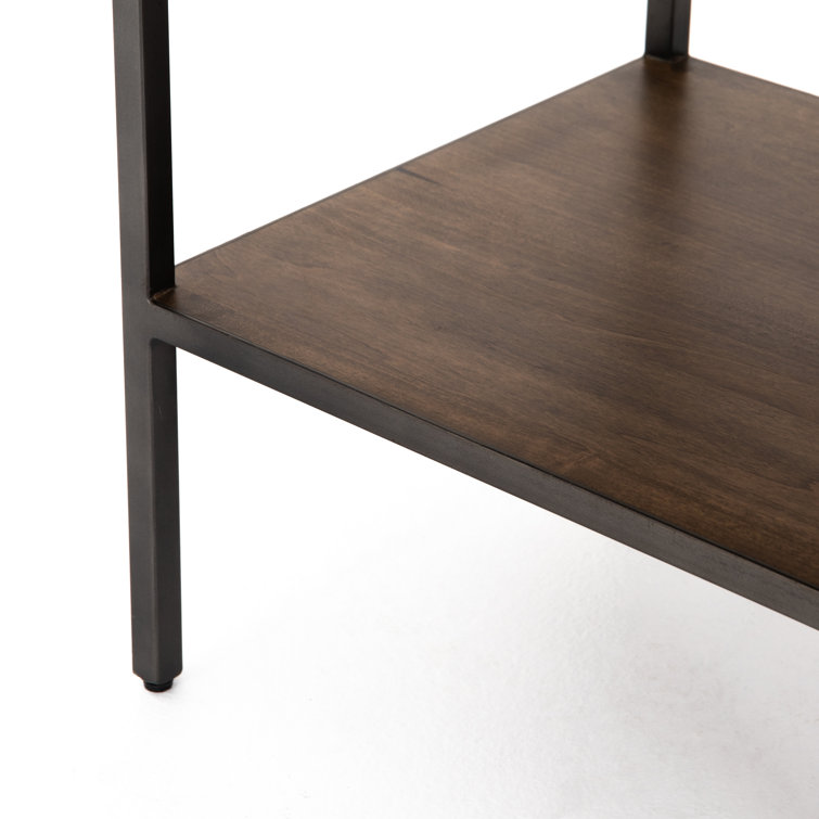 Auburn Poplar 24" Contemporary Brown Nightstand with Leather Pull