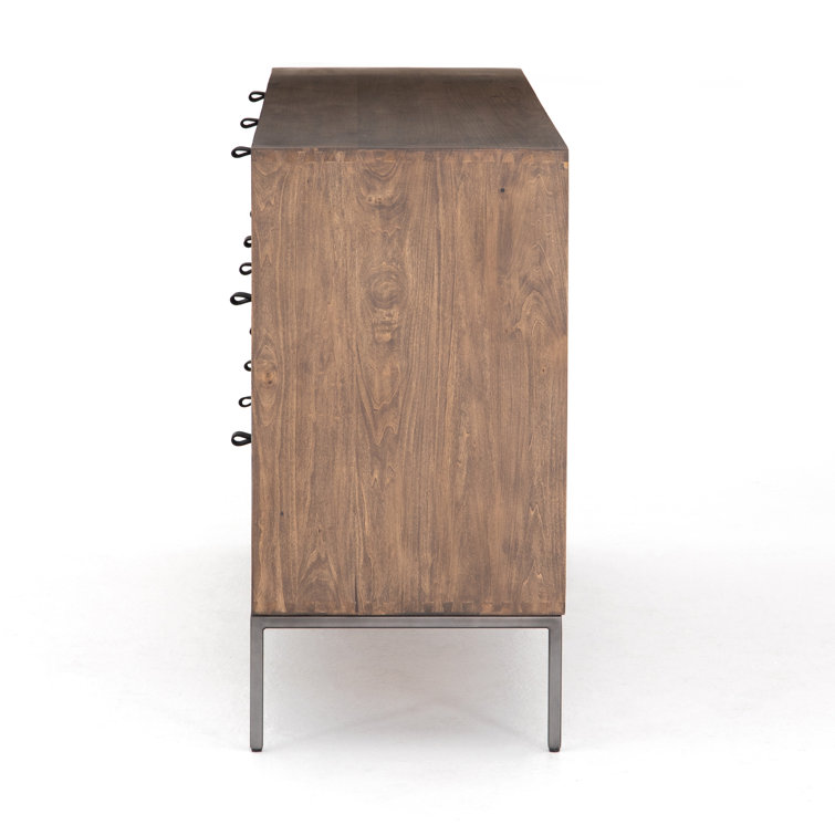 Auburn Poplar Mid-Century 70'' Dresser with Dovetail Drawer