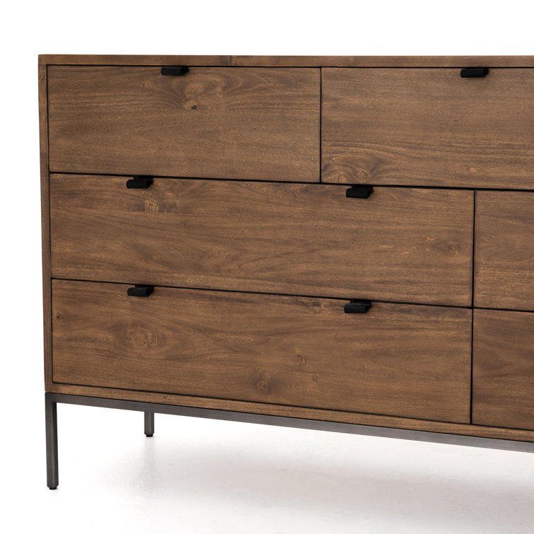 Auburn Poplar Mid-Century 70'' Dresser with Dovetail Drawer