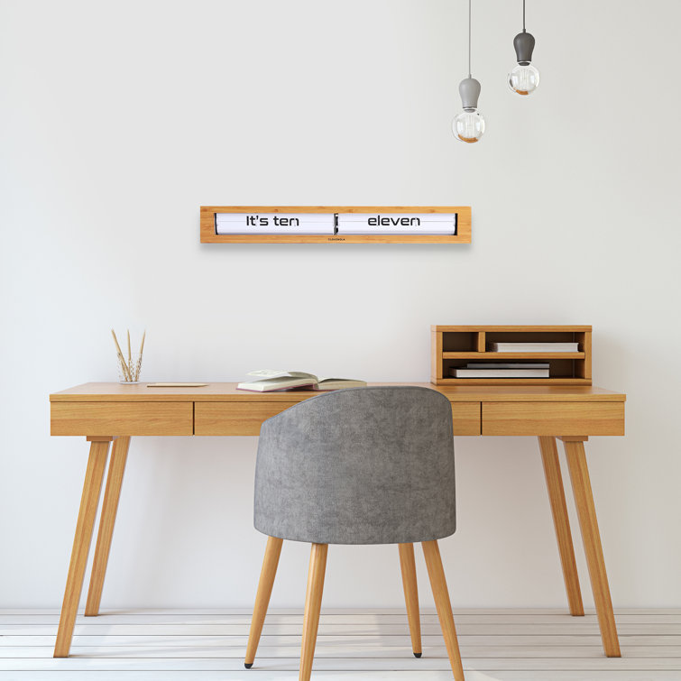 24'' Bamboo and White Wall and Tabletop Flip Clock