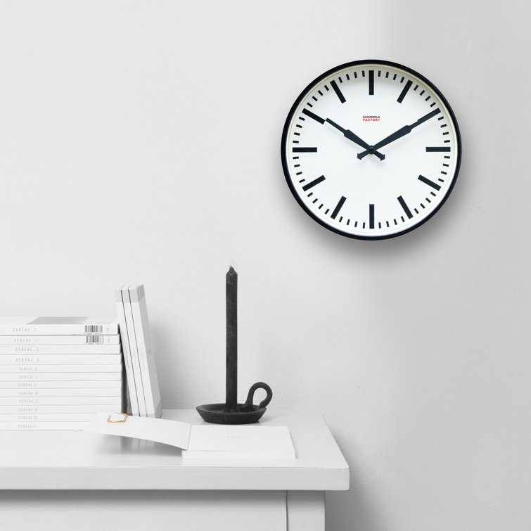 12'' Black and White Metal Wall Clock with Silent Quartz Movement
