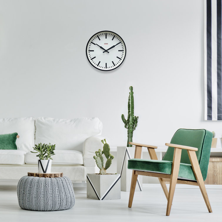 12'' Black and White Metal Wall Clock with Silent Quartz Movement