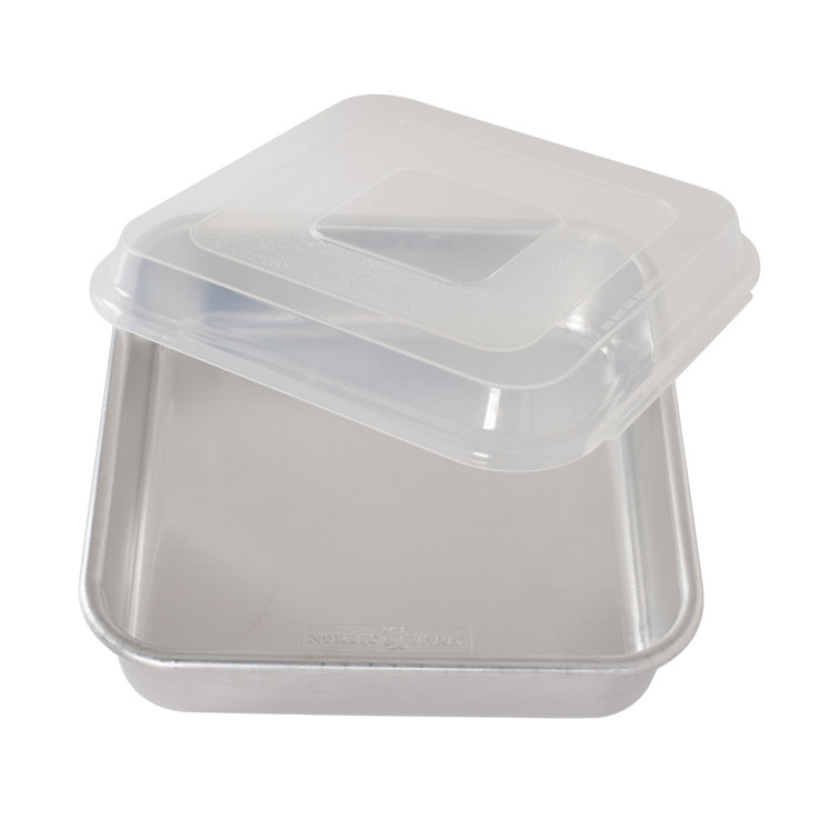 9-Inch Aluminum Square Cake Pan with Clear Lid