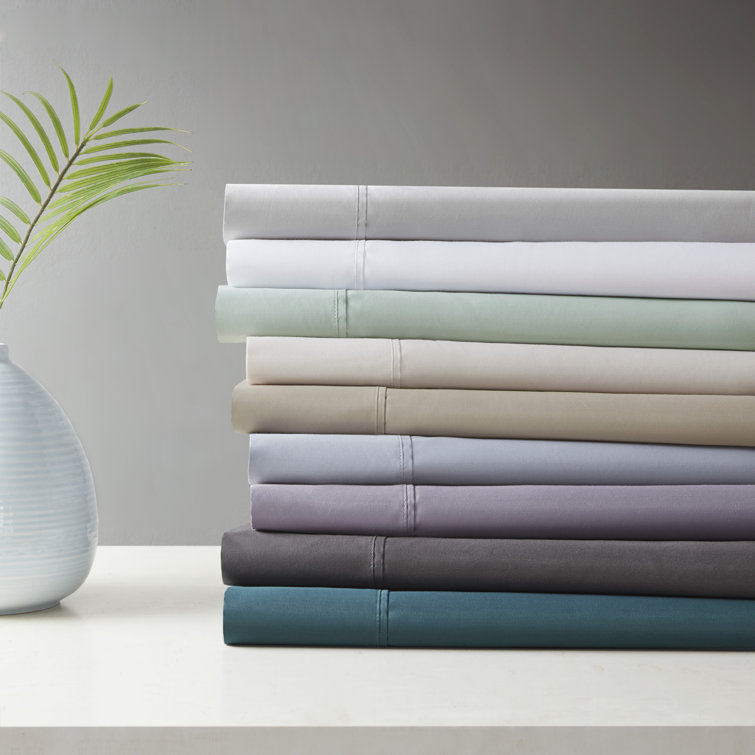 California King Blue Cotton Polyester Microfiber Sheet Set