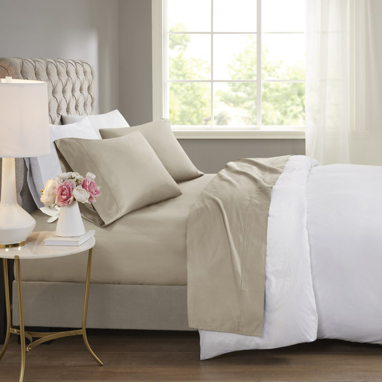 California King Blue Cotton Polyester Microfiber Sheet Set