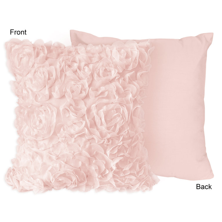 Blush Pink Floral Rose Square Throw Pillow Set