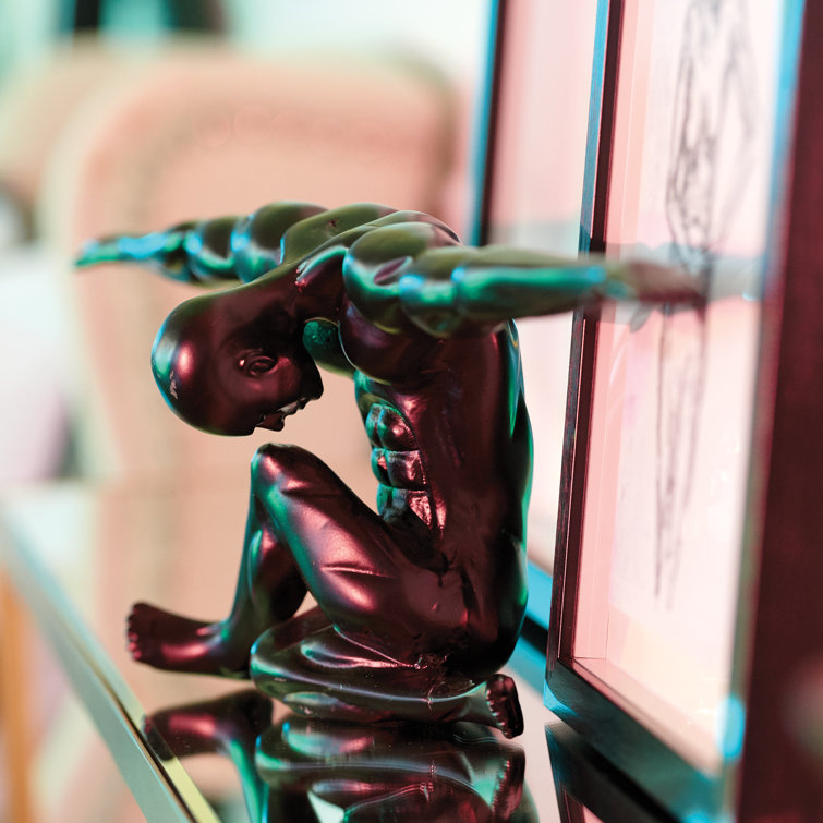 Mortal Matte Black Aluminum Decorative Statue, 24"