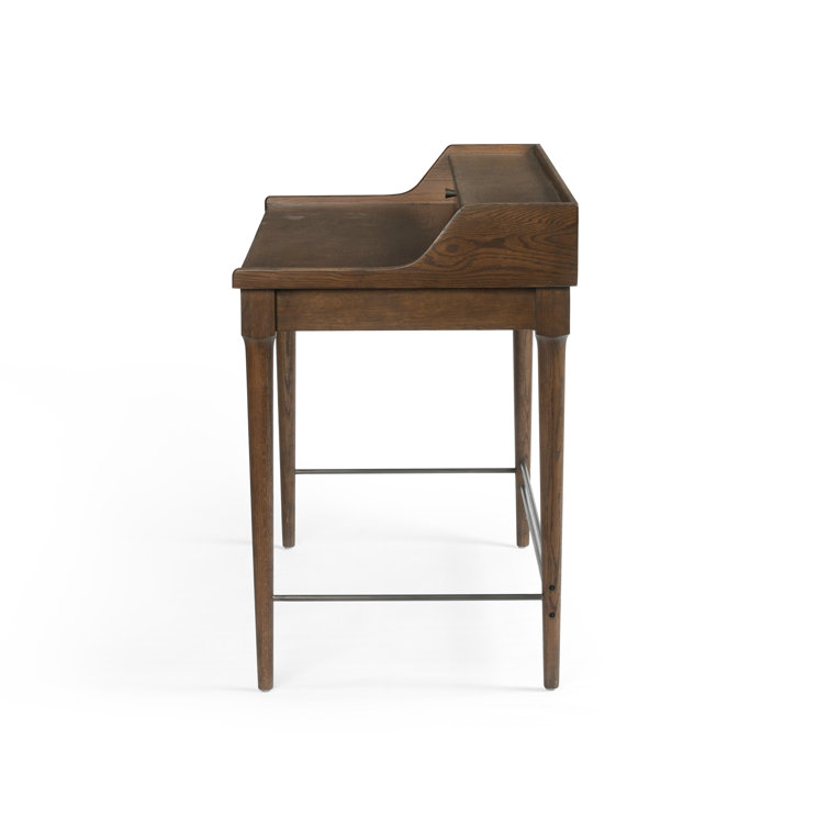 Contemporary Modern 48" Brown Solid Oak Home Office Desk with Drawers