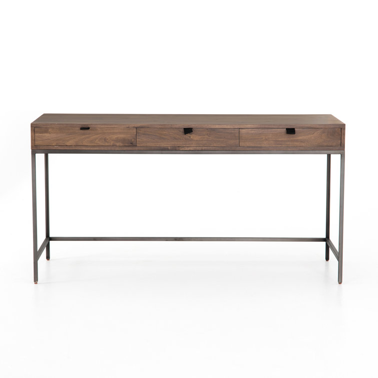 Auburn Poplar Contemporary Home Office Desk with 3 Drawers