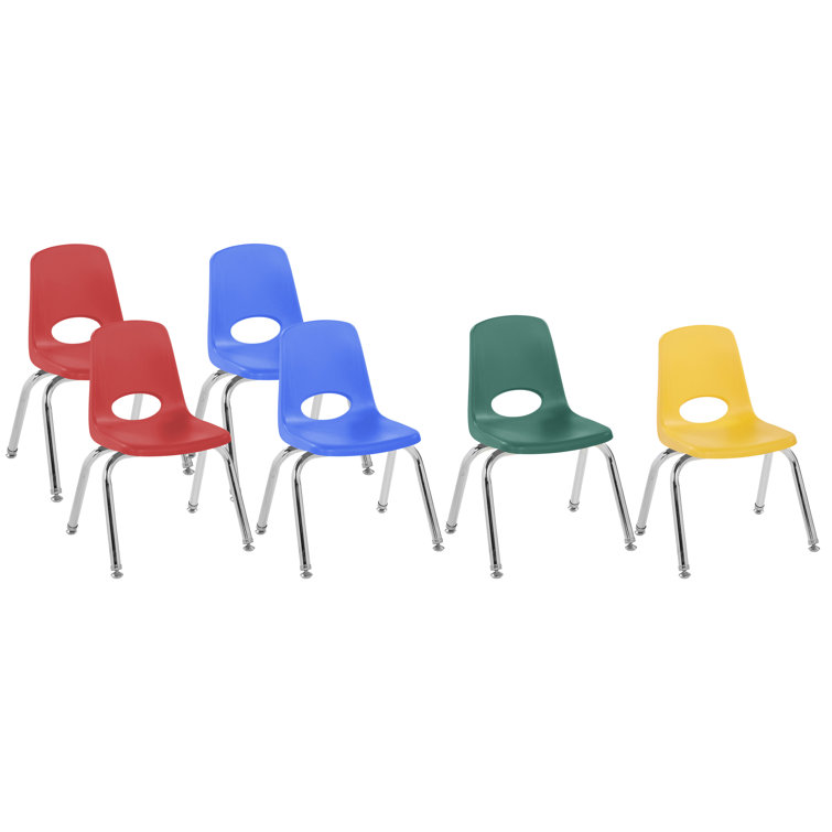 Light Gray 10" Stackable Classroom Chairs with Steel Legs, Set of 6