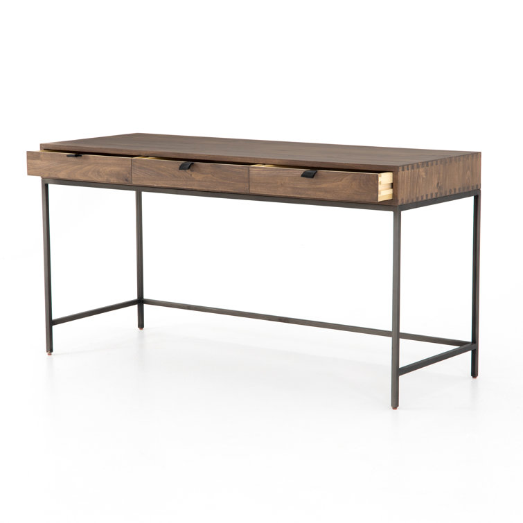 Auburn Poplar Contemporary Home Office Desk with 3 Drawers