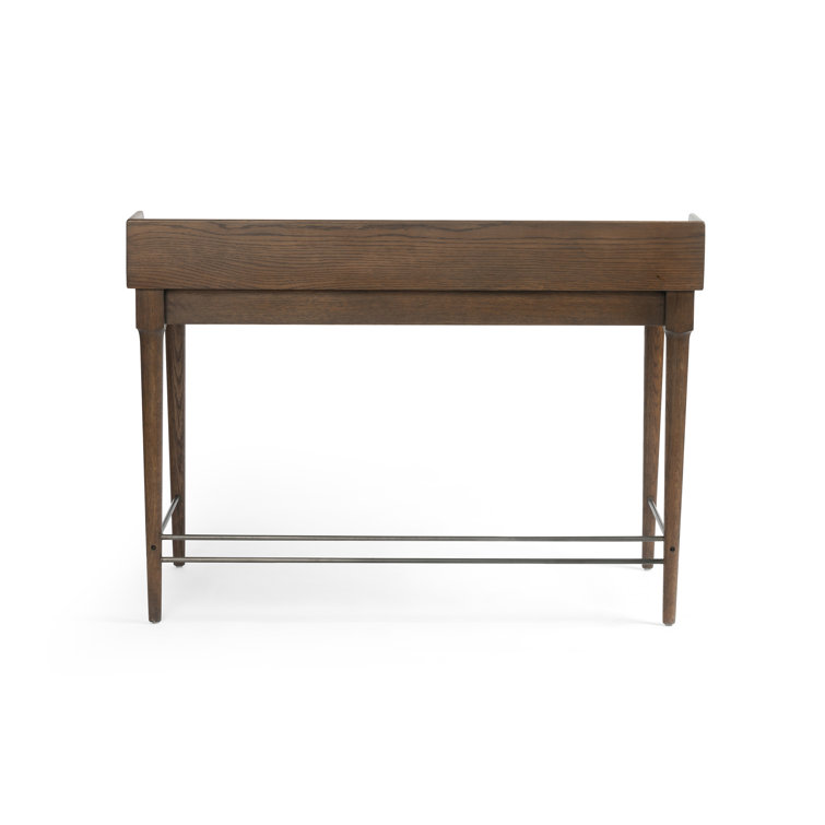 Contemporary Modern 48" Brown Solid Oak Home Office Desk with Drawers