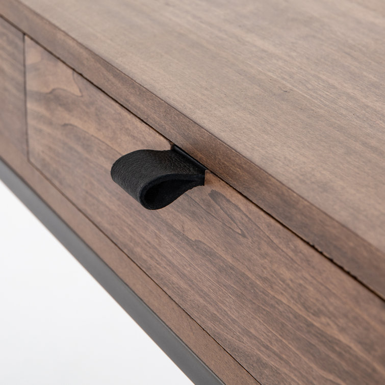 Auburn Poplar Contemporary Home Office Desk with 3 Drawers
