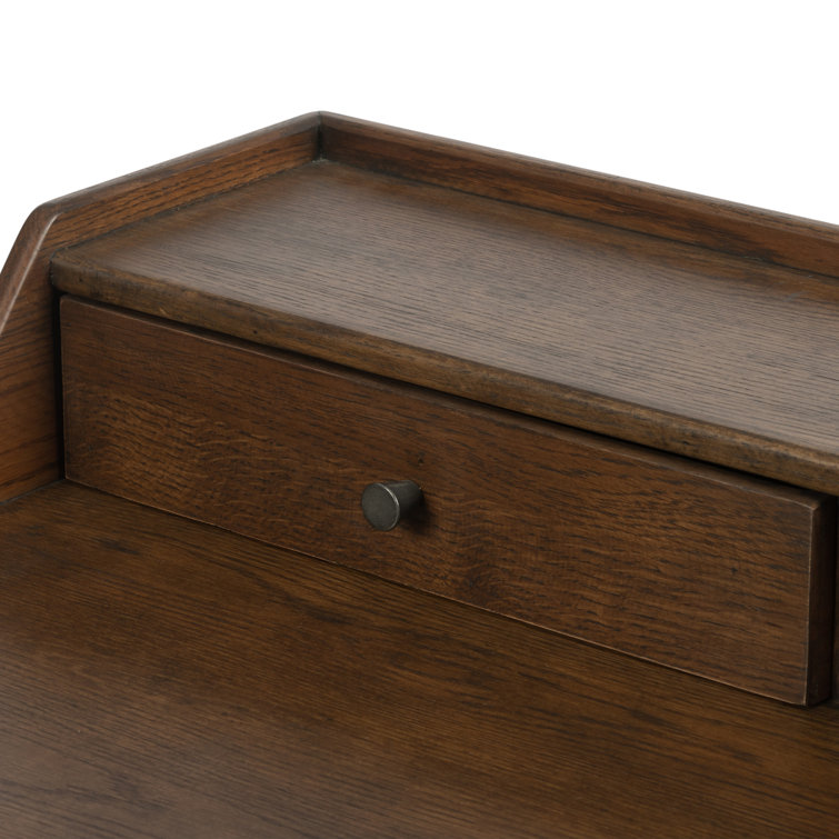 Contemporary Modern 48" Brown Solid Oak Home Office Desk with Drawers