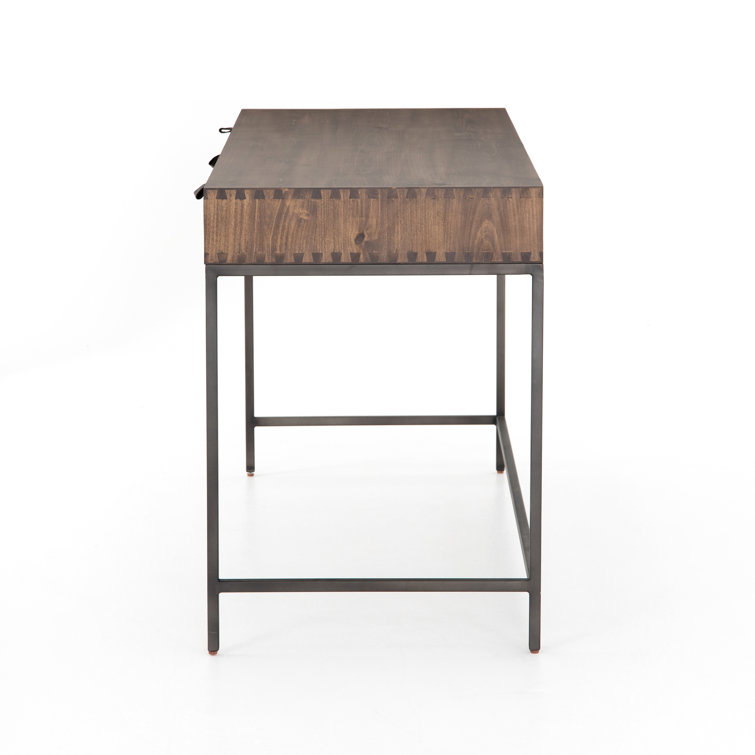 Auburn Poplar Contemporary Home Office Desk with 3 Drawers