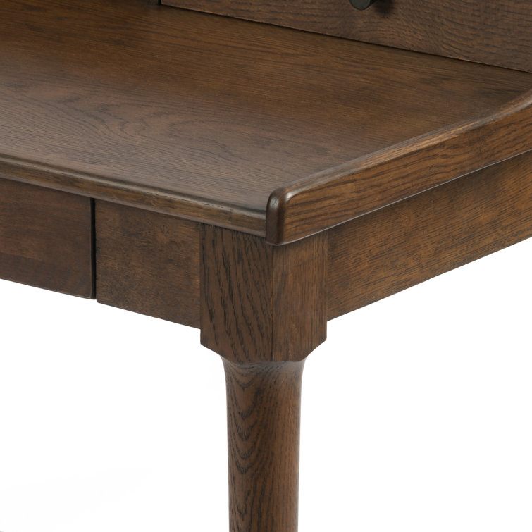 Contemporary Modern 48" Brown Solid Oak Home Office Desk with Drawers