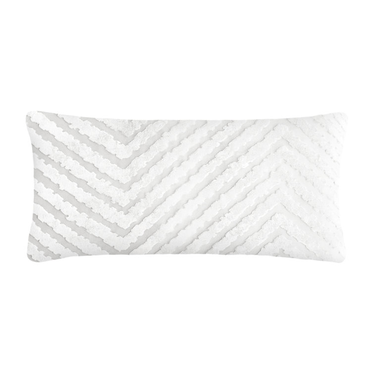 Chevron Mini Rectangular Gray Velvet Pillow Cover & Insert