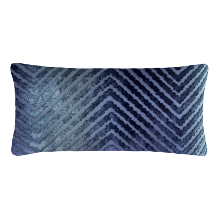 Chevron Mini Rectangular Gray Velvet Pillow Cover & Insert