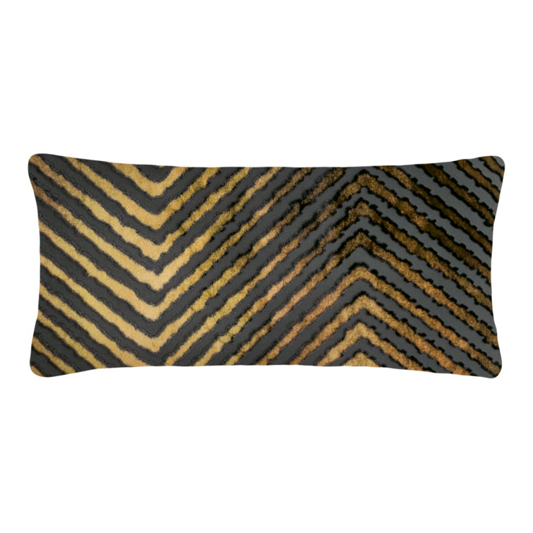 Chevron Mini Rectangular Gray Velvet Pillow Cover & Insert