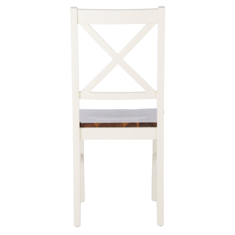 Akash White and Natural Wood Cross Back Dining Side Chair Set