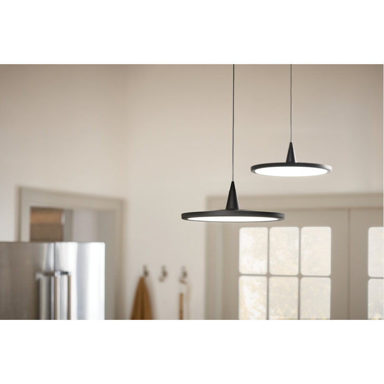 Jeno Matte Black Mini LED Pendant with White Acrylic Shade