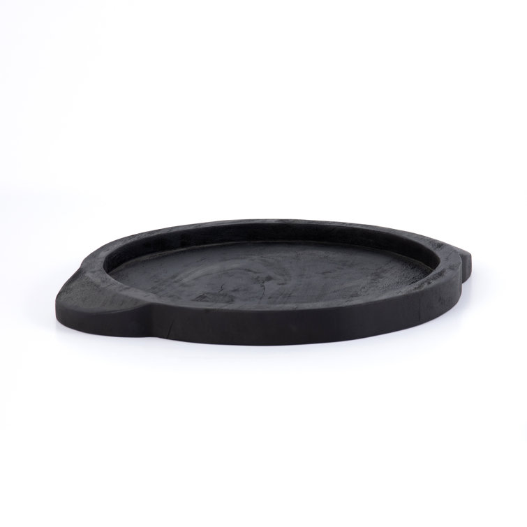 Carbonized Black Solid Wood 23.5" Round Decorative Tray