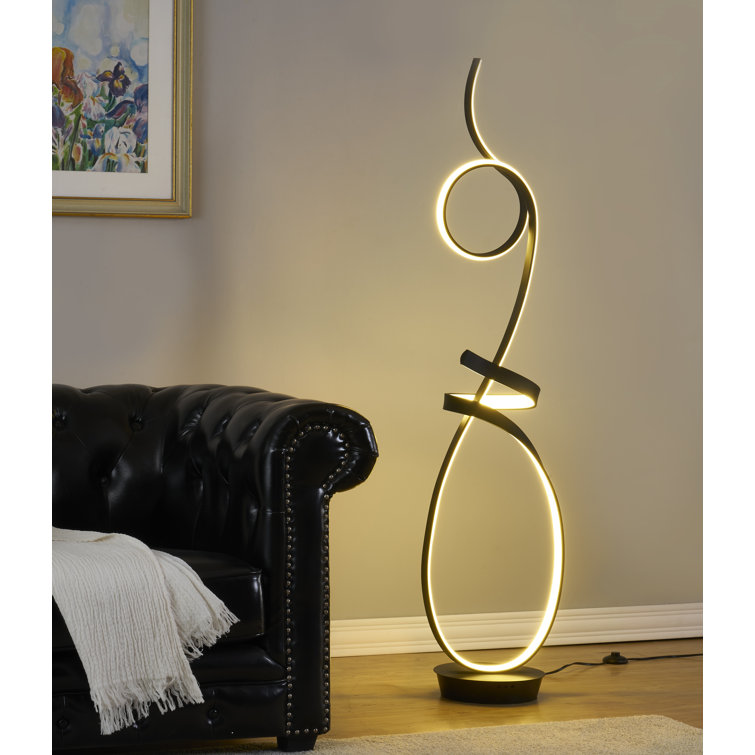 Symphonie 63" Matte Black Modern LED Floor Lamp