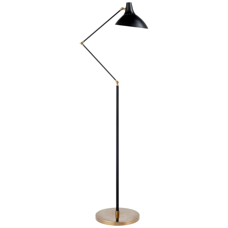 Edison 42" Adjustable Outdoor Floor Lamp in Black and Brass