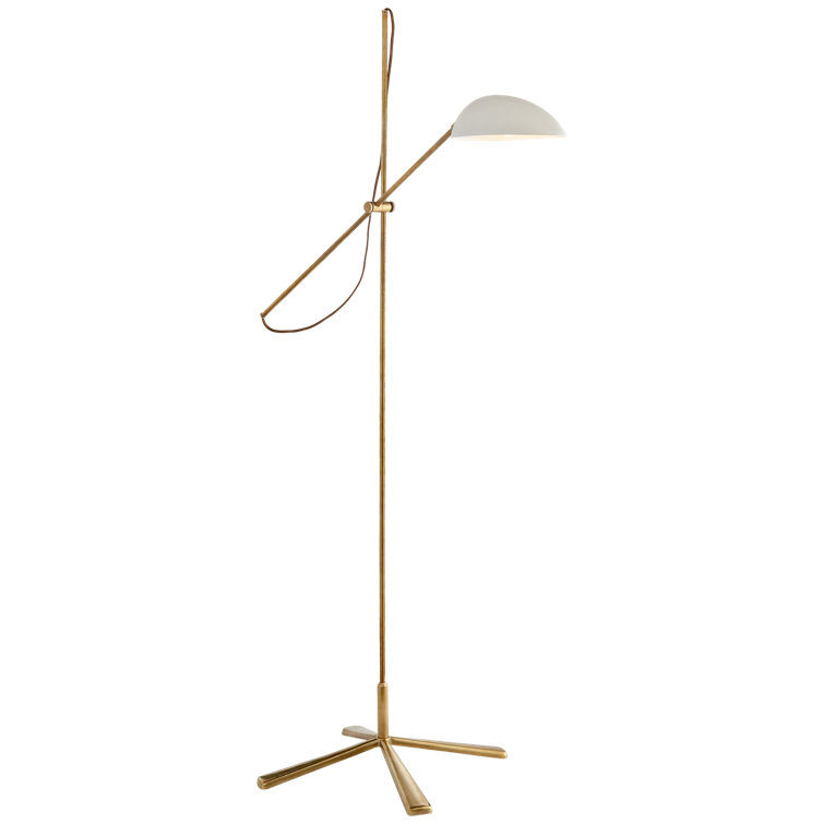 Edison Adjustable White and Antique Brass Floor Lamp