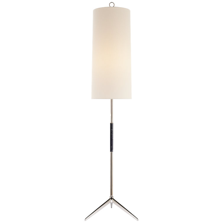 Adjustable Silver Tripod Outdoor Floor Lamp with Linen Shade