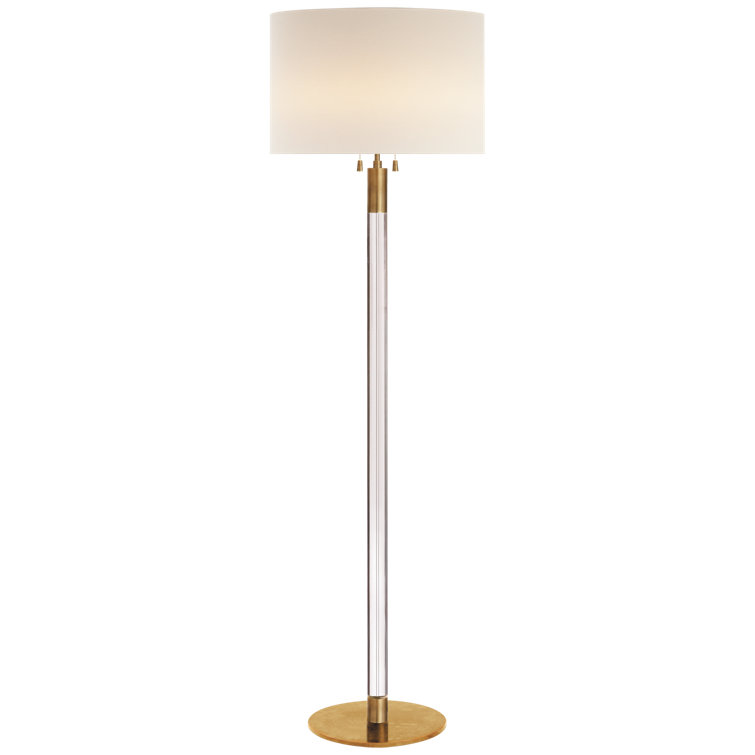 Antique Brass & Crystal Adjustable Outdoor Floor Lamp Set