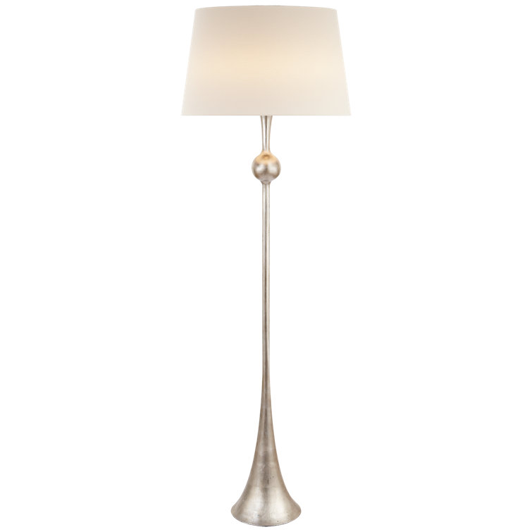 Edison Adjustable 63.5" Outdoor Linen Shade Floor Lamp in Burnished Silver Leaf