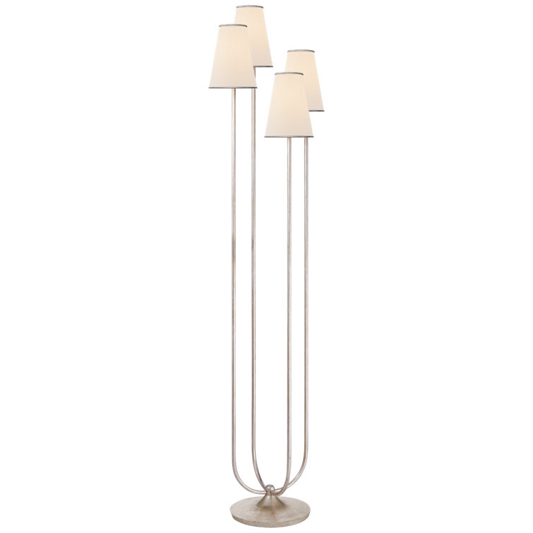 Edison Adjustable 67" Outdoor Linen Floor Lamp in Burnished Silver Leaf