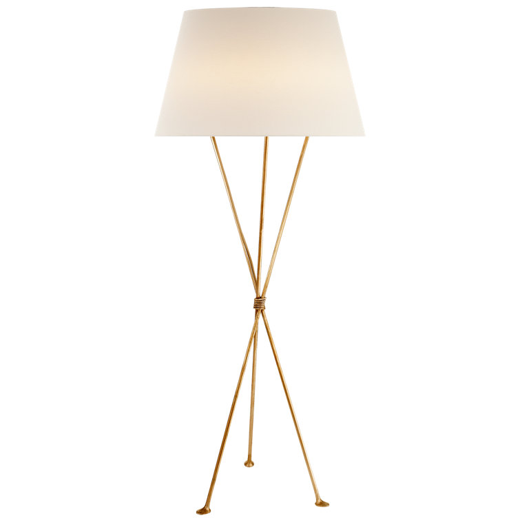 Contemporary Industrial Tripod Floor Lamp in Gilded Finish