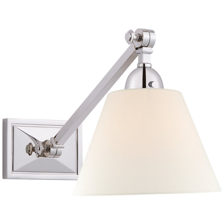Polished Nickel Swing Arm Wall Light with White Shade