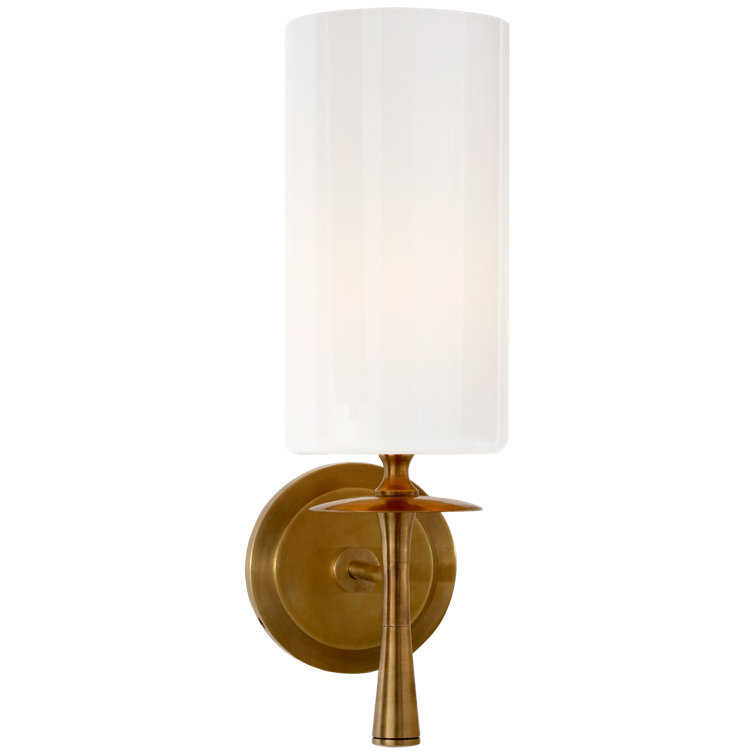 Antique Brass Tall Shade Dimmable Wall Sconce