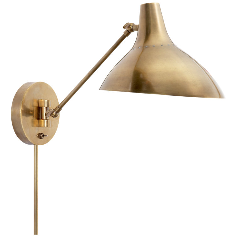 Elegant Brass Swing Arm Wall Light with Direct and Plug-In Options