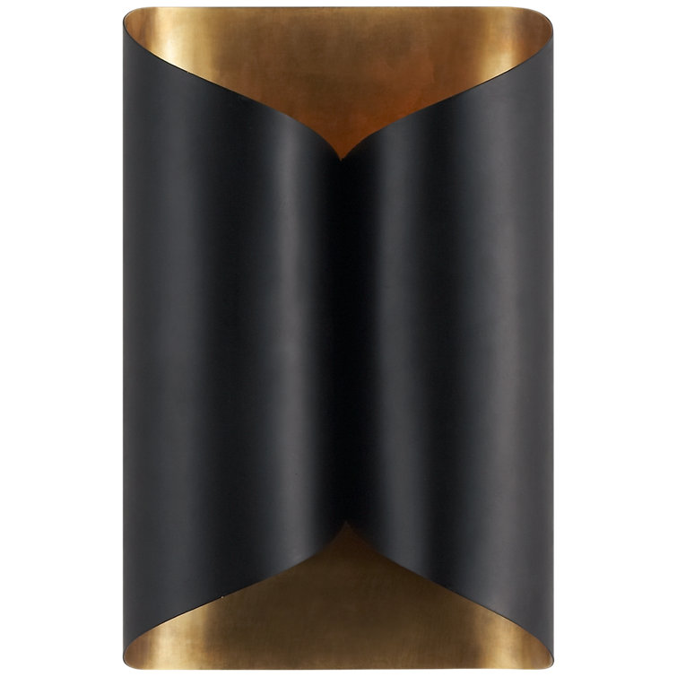 Selfoss 11'' Black and Antique Brass Envelope-Style Dimmable Wall Sconce