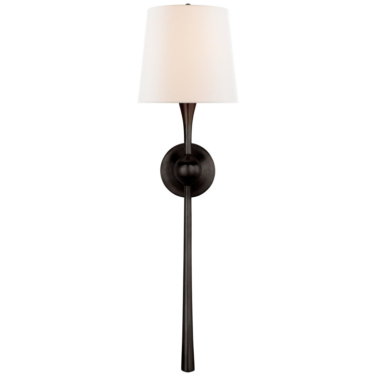 Elegant Dimmable 27" Silver and Black Direct-Wired Sconce