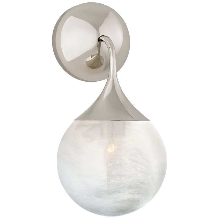 Polished Nickel Outdoor Dimmable Sconce with White Glass Globe