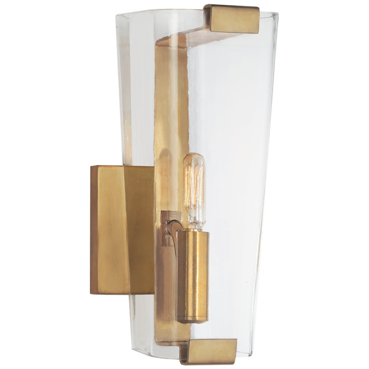 Hand-Rubbed Antique Brass and Clear Glass Sconce